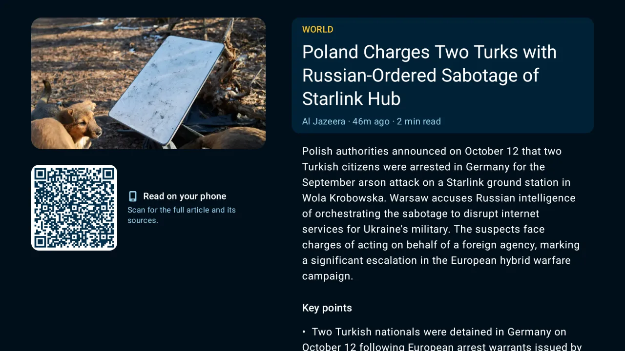 A story in the tl;dr app on Android TV, with a QR code to keep reading on your phone