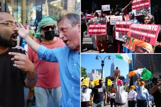 Lander targeted by antisemitic heckling outside NYC Hindu-nationalist rally at MSG