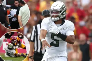 Oregon QB Dante Moore Updates Recovery After USC Hit, as Riley Faces Backlash
