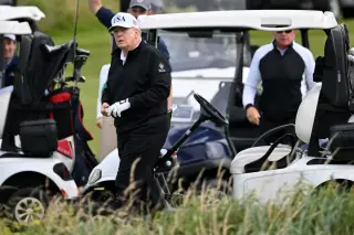 Trump jokes Secret Service keeps him from cheating on the golf course in Dublin