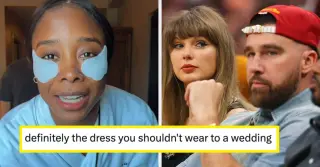Taylor Swift Wedding Dress Sparks Backlash Over Guest's Pale Gown