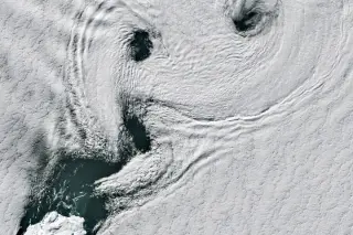 Antarctic Vortex Streets: Spirals Form Behind Peter I Island
