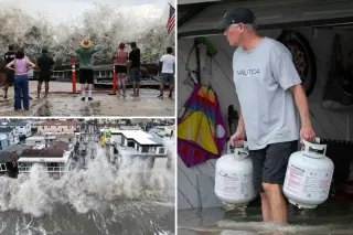 Monster surf forces evacuations as Long Beach seawall buckles under storm surge