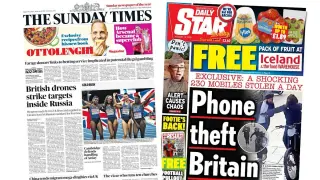 British-made drones reach Russian mainland as UK Sunday papers highlight domestic issues