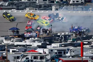 Massive Talladega crash stops NASCAR Cup race after 25-car pileup