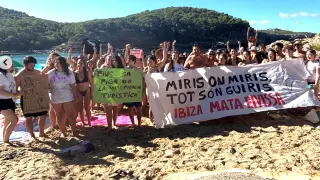 Ibiza residents reclaim Cala Saladeta beach in protest against overtourism