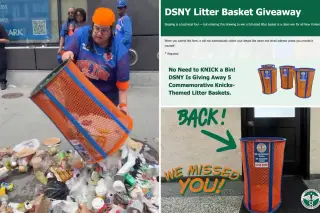 DSNY Celebrates Knicks Victory With Free Knicks-Themed Trash Bins, Subtly Taunts Heist