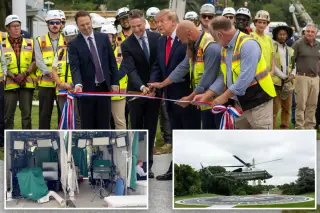 Trump unveils new White House helipad as networks skip ceremony