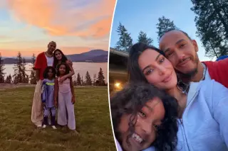 Kim Kardashian and Lewis Hamilton Serve Rare PDA on Family Lake Getaway