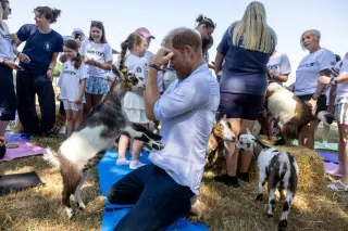 Harry closes UK trip with goat-yoga and water bombs after family reunion