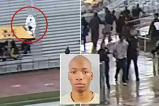 Surveillance footage shows Karmelo Anthony stabbing a rival at a Texas track meet and fleeing