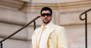 Butter-yellow couture moment: Bad Bunny brings heels to Schiaparelli in Paris