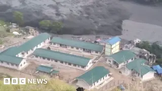 Landslide-triggered flash flood destroys infrastructure in central Nepal