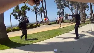 Video captures knife-wielding suspect charging Santa Monica officer before fatal shot