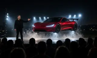 Tesla Unveils Long-Delayed Roadster at SpaceX Site as Musk Addresses Amazon Bot Block