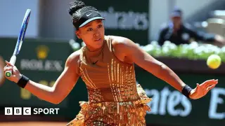 Osaka dazzles Paris with Eiffel Tower-inspired gold outfit in French Open opener