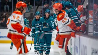 Stenberg’s Hat Trick Anchors Sharks’ 10-0 Preseason Rout of Ducks