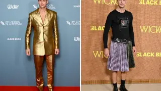 Skarsgård’s Eccentric Red Carpet Campaign for 'Wicker' Peaks with Colman-Printed Shirt and Wicker Suit