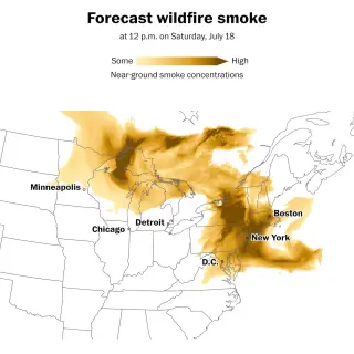 Mid-Atlantic Fire Smoke Lingers, Forecast to Drift Northeast This Weekend