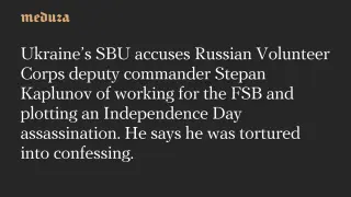 SBU: RC deputy recruited by FSB to plot Independence Day assassination; detainee says he was tortured
