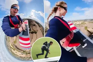Sydney Sweeney Dares Tom Cruise With Aerial Stunt On Yellow Biplane