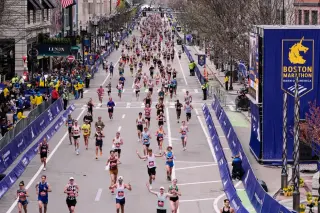Chelsea Clinton crosses finish line at the Boston Marathon