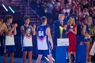 Trump Surfaces at Ohio Patriot Games for Brief Rally-Style Moment