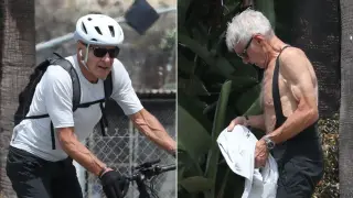Harrison Ford Shows Off Sculpted Physique on Solo LA Bike Ride at 83