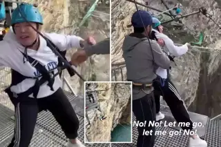 Dagestan bungee operators face scrutiny after forcing terrified tourist off 260-foot ledge