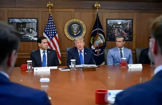 Trump vents at rivals and Iran from Camp David in televised Cabinet meeting