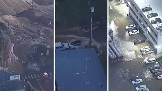 West Hollywood floods after overnight water main break near Sunset and Holloway