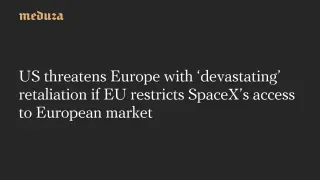 US Ambassador Warns of 'Devastating' Retaliation Over EU Spectrum Restrictions