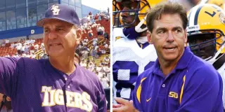 Saban says Bertman’s advice to stay at LSU was the smarter path