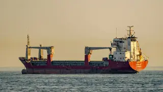 Drone strike on Turkish cargo ship sparks fire; crew saved
