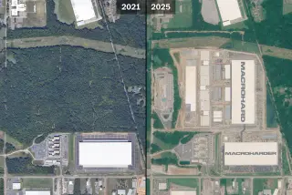 Satellite imagery reveals the massive land and energy footprint of America's AI data center boom