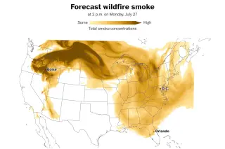 Coast-to-Coast Wildfire Smoke Dimms Skies from Pacific Northwest to Florida