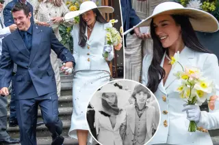 Dua Lipa channels Bianca Jagger in ivory skirt suit for London wedding, flaunts $567K Bulgari necklace