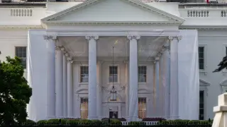 Tarps Cloak White House North Portico as Security Upgrades Move Forward