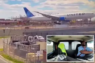 Video captures United jet clipping bakery truck on Newark approach
