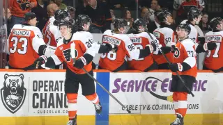 Bump fires early shot at Flyers roster with standout rookie-game showing