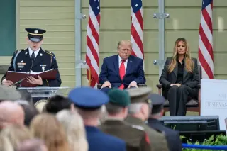 Trump nudges toward Bush-era security posture at Pentagon 9/11 ceremony