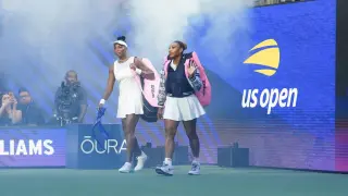 Williams Sisters Reunite on US Open Doubles Court in Coordinated White