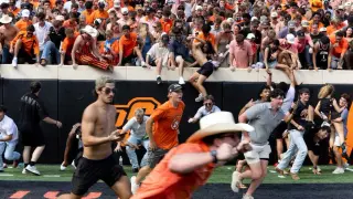 OSU Stuns No. 6 Oregon as Fans Storm Field, Send Goalpost to Theta Pond
