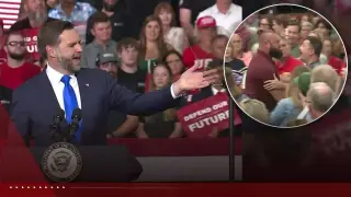 Protester interrupts VP Vance at Kansas rally for Marshall