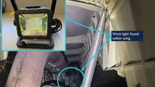 Maintenance slip leaves light in Qantas jet wing; two-day cross-country flight ensues