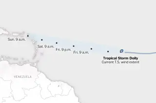 Dolly forms as tropical storm on a slow Caribbean-bound track