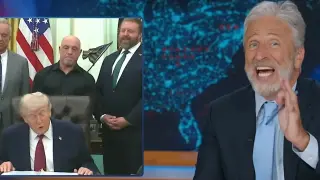 Jon Stewart Roasts Trump's 'Weird' Oval Office Signature