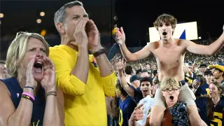 Carton blasts Michigan fans for field storming after narrow win