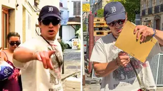 Hudson Williams confronts autograph hunters in Paris, tries to torch his headshot