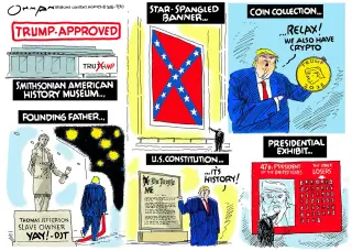 Cartoon Casts Trump's History Rewrite as Whitewashing Racism